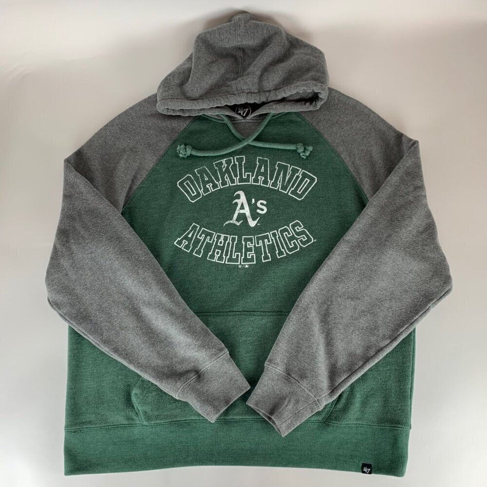 Oakland Athletics MLB Green Gray 47 Brand Pullover Hoodie Mens 2XL XXL